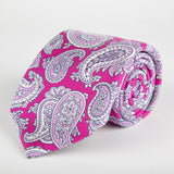 Pink Paisley Printed Silk Tie - British Made
