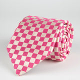 Pink Square Repp Woven Silk Tie - British Made