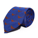 Light Blue Pheasant Woven Silk Tie Hand Finished