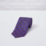 Purple Geometric Printed Silk Tie Hand Finished
