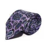 Purple Paisley Printed Silk Tie Hand Finished