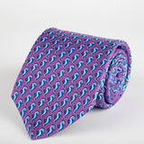 Purple Seahorse Printed Silk Tie Hand Finished