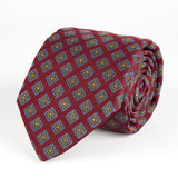 Red Diamond Flower Woven Silk Tie Hand Finished