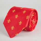 Red Fleur-De-Lys Woven Silk Tie