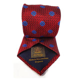 Red Flower Woven Silk Tie Hand Finished - British Made