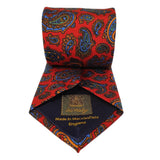 Red Paisley Printed Silk Tie Hand Finished - British Made
