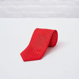 Red Small Spot Printed Silk Tie Hand Finished - British Made