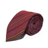 Red Stripe Silk Tie Woven Hand Finished