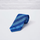 Royal Blue Striped Woven Silk Tie