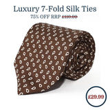 Sable Brown Teardrop Seven Fold Silk Tie - British Made
