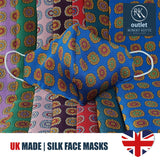 Silk Face Mask - Blue Medallion Design - 100% Pure Silk - British Made