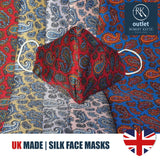 Silk Face Mask - Blue Paisley Design - 100% Pure Silk - British Made