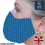 Silk Face Mask - Blue Spot Design - 100% Pure Silk - British Made