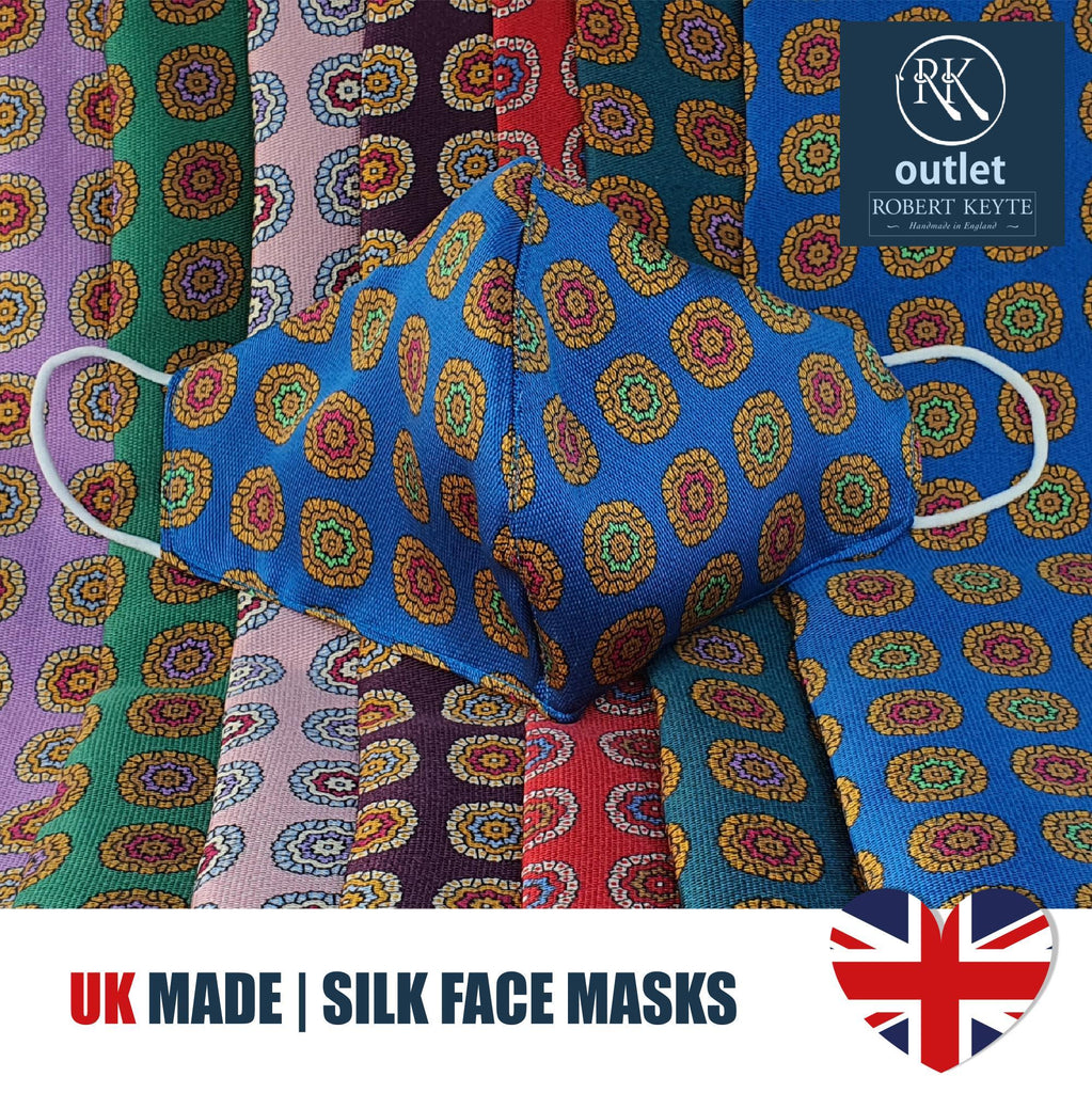 Silk Face Mask - Dark Purple Medallion Design - 100% Pure Silk - British Made