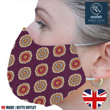 Silk Face Mask - Dark Purple Medallion Design - 100% Pure Silk