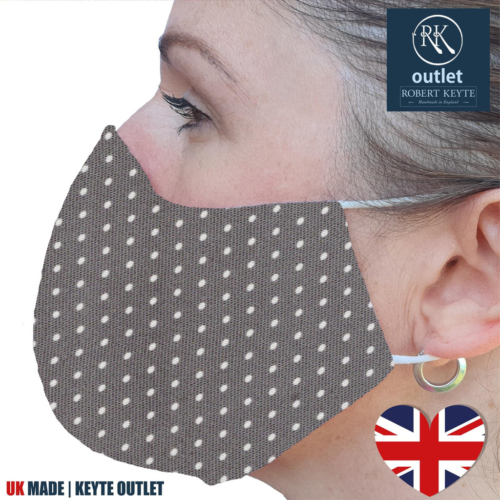 Silk Face Mask - Grey Spot Design - 100% Pure Silk - British Made