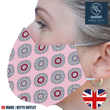 Silk Face Mask - Pink Medallion Design - 100% Pure Silk