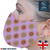 Silk Face Mask - Purple Medallion Design - 100% Pure Silk