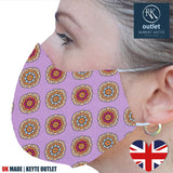Silk Face Mask - Purple Medallion Design - 100% Pure Silk - British Made