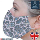Silk Face Mask - Purple Paisley Design - 100% Pure Silk - British Made