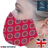 Silk Face Mask - Red Medallion Design - 100% Pure Silk - British Made