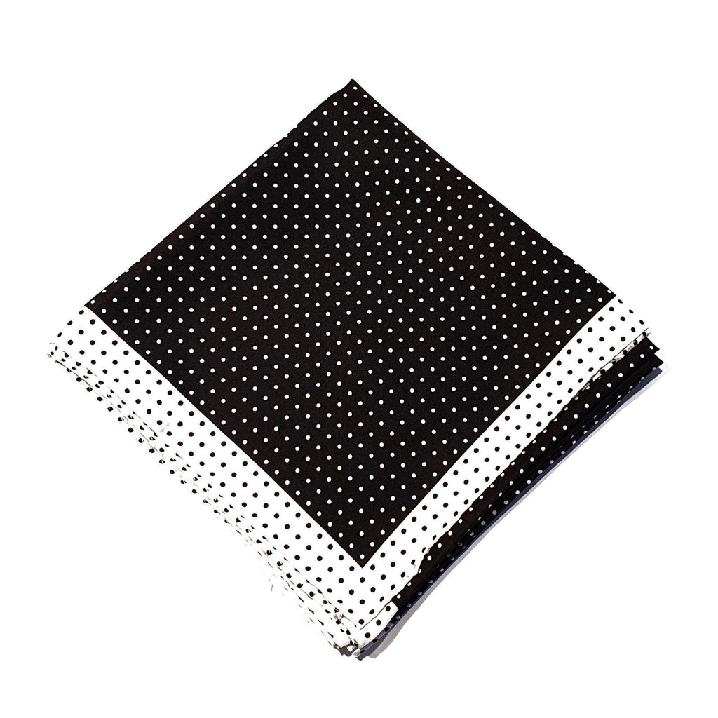 Spot Silk Scarve Black White Design - 100% Pure Silk Scarf - British Made
