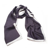 Spot Silk Scarve Grey White Design - 100% Pure Silk Scarf - British Made
