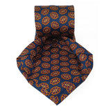 Teal Medallion Seven Fold Silk Tie - British Made