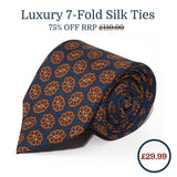 Teal Medallion Seven Fold Silk Tie - British Made