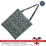 Tote Bag - Black & Blue Paisley Design - Shopping Bag 100% Pure Cotton - British Made