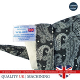 Tote Bag - Black & Blue Paisley Design - Shopping Bag 100% Pure Cotton - British Made