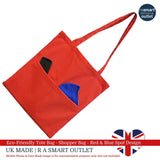 Tote Bag - Red & Blue Spot Design - Shopping Bag 100% Pure Cotton