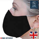 Woven Silk Face Mask - Black Plain Colour Design - 100% Pure Silk - British Made