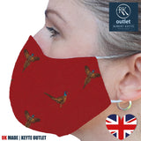 Woven Silk Face Mask - Orange Pheasant Design - 100% Pure Silk - British Made