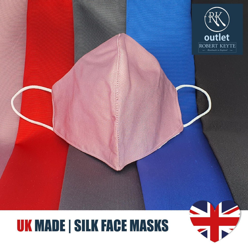 Woven Silk Face Mask - Pink Plain Colour Design - 100% Pure Silk - British Made