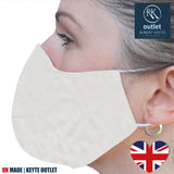 Woven Silk Face Mask - White Plain Colour Design - 100% Pure Silk
