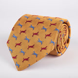 Yellow Dog Motif Woven Silk Tie - British Made