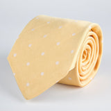 Yellow Spotted Woven Silk Tie - British Made